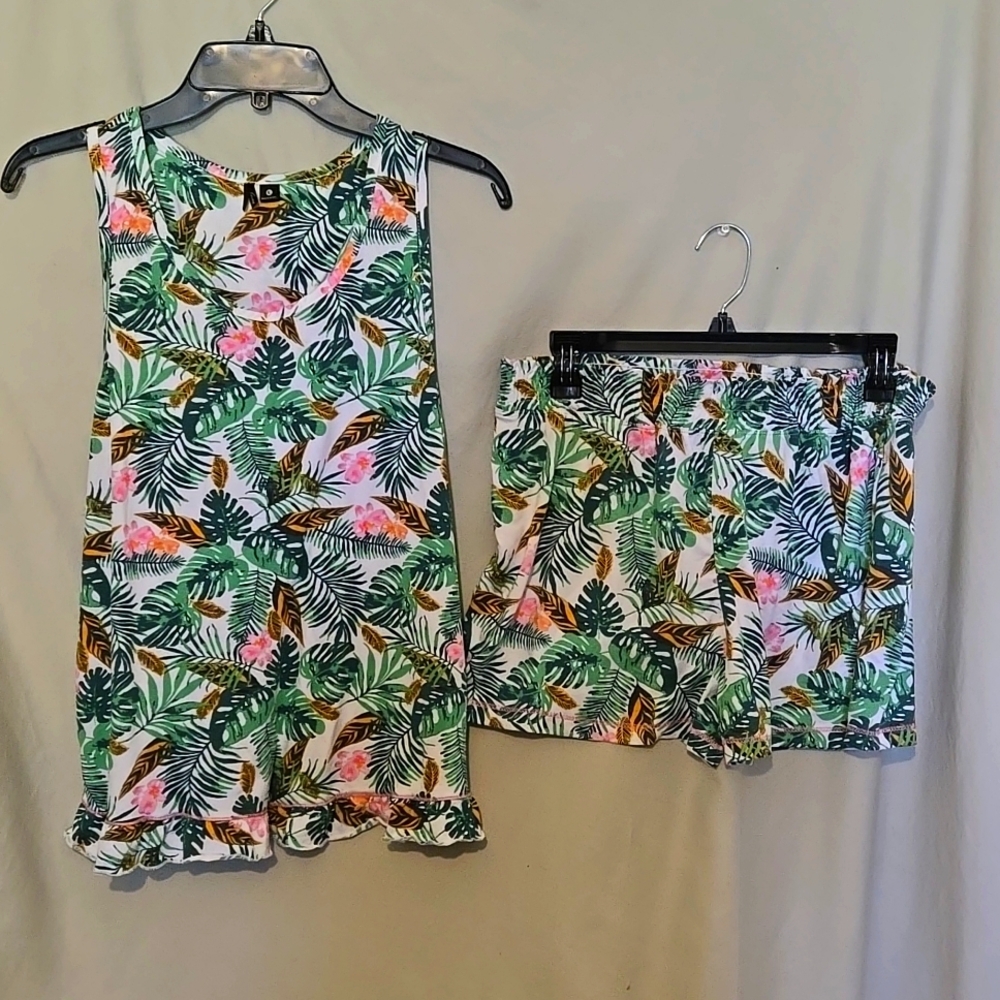 Kensie  floral 2 piece lightweight shortly pajamas set, large